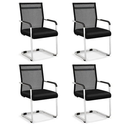 Scaune de birou stivuibile, set de 4, plasă respirabilă, negru