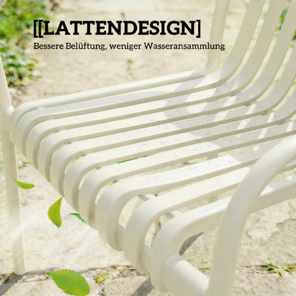 Scaune de exterior suprapuse, set de 4, alb crem, design ergonomic
