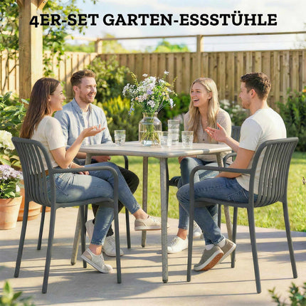 Set de 4 scaune de exterior suprapuse, gri închis, design ergonomic