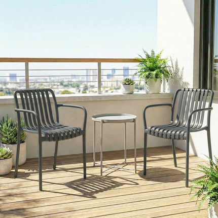 Set de 4 scaune de exterior suprapuse, gri închis, design ergonomic