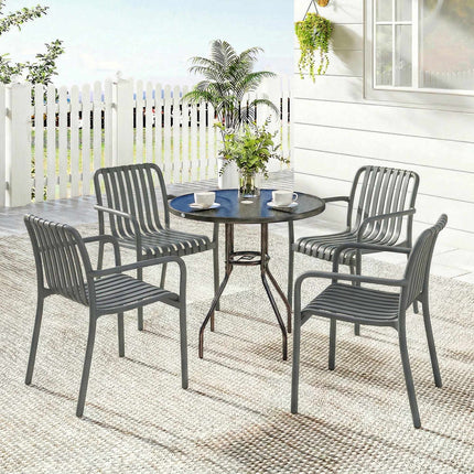 Set de 4 scaune de exterior suprapuse, gri închis, design ergonomic