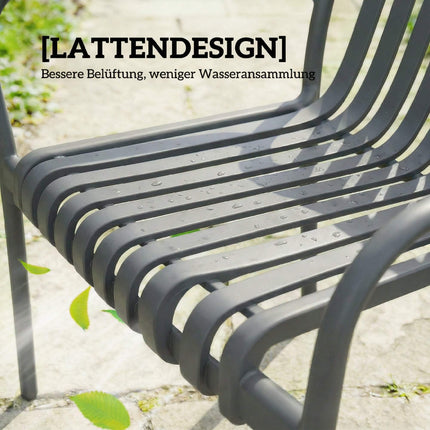 Set de 4 scaune de exterior suprapuse, gri închis, design ergonomic