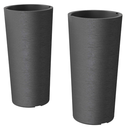 Set de jardiniere suprapuse cu drenaj, 60 cm, gri închis