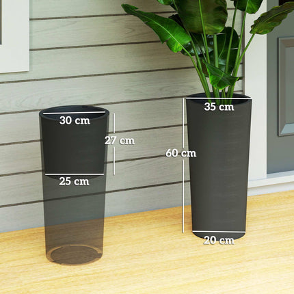 Set de jardiniere suprapuse cu drenaj, 60 cm, gri închis