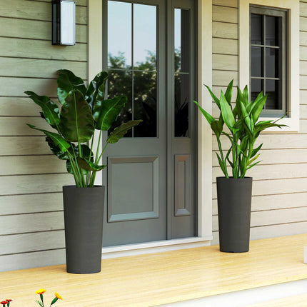 Set de jardiniere suprapuse cu drenaj, 60 cm, gri închis