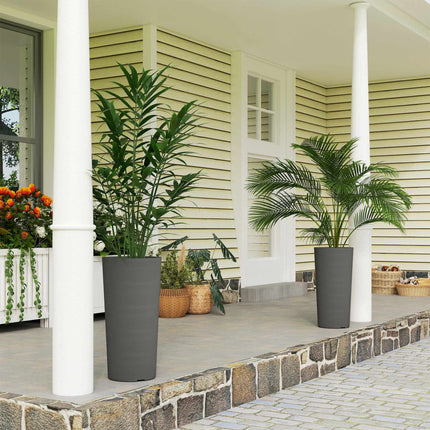 Set de jardiniere suprapuse cu drenaj, 60 cm, gri închis