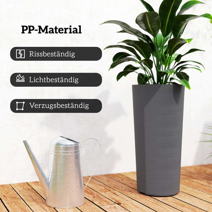 Set de jardiniere suprapuse cu drenaj, 60 cm, gri închis