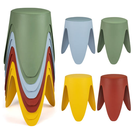 Set de 8 scaune din plastic suprapuse cu perne, înălțime 46 cm