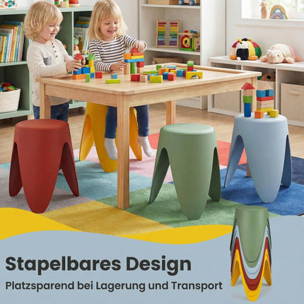 Set de 8 scaune din plastic suprapuse cu perne, înălțime 46 cm