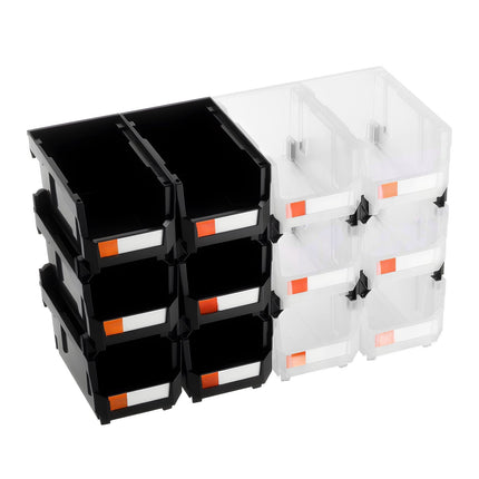 Stackable Storage Bins, Open-Front PP Plastic, 12-Pack