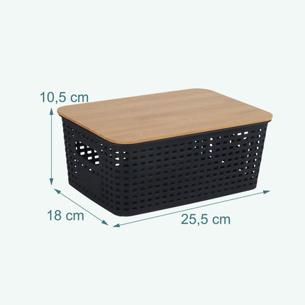Cutii de depozitare stivuibile cu capace din bambus – Set de 3