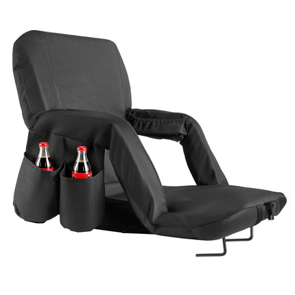 Stadium Seat With Back And Armrests, Cupholder, 6-Position Recline