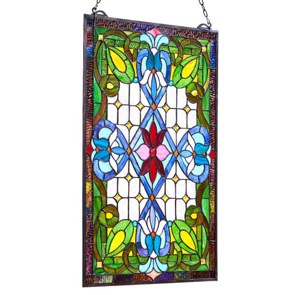Stained Glass Window Panel 433 x 731 mm, Hanging Chain