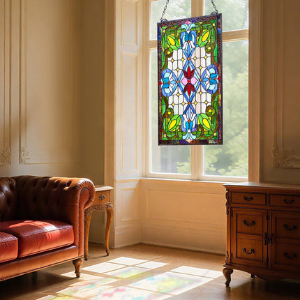 Stained Glass Window Panel 433 x 731 mm, Hanging Chain