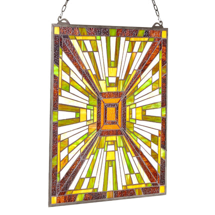Stained Glass Window Panel 501 x 527 mm, Hanging Chain