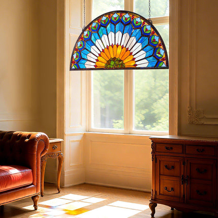 Stained Glass Window Panel, 913 x 465 mm, Hanging Chain