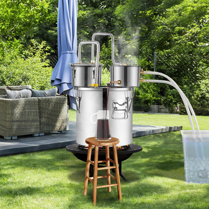 Stainless Steel Alcohol Still 50L, Dual Condenser, Copper Coil