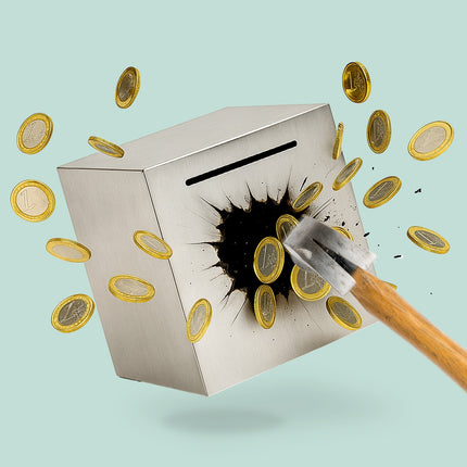 Cutie de bani spartă din oțel inoxidabil, economii sigure