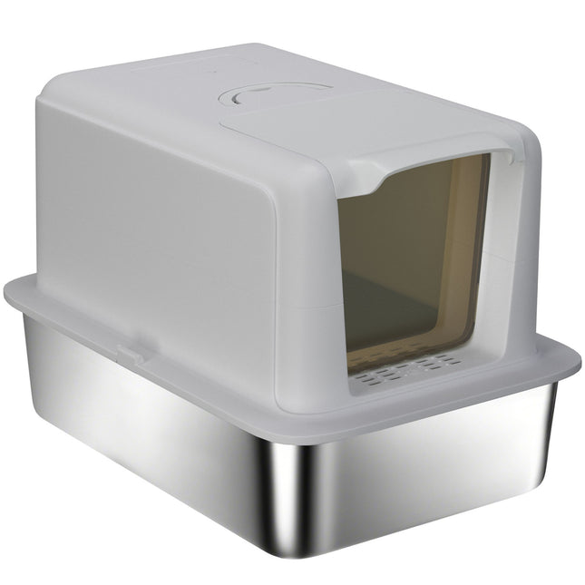Stainless Steel Cat Litter Box with Filter & Scoop, 6kg Capacity