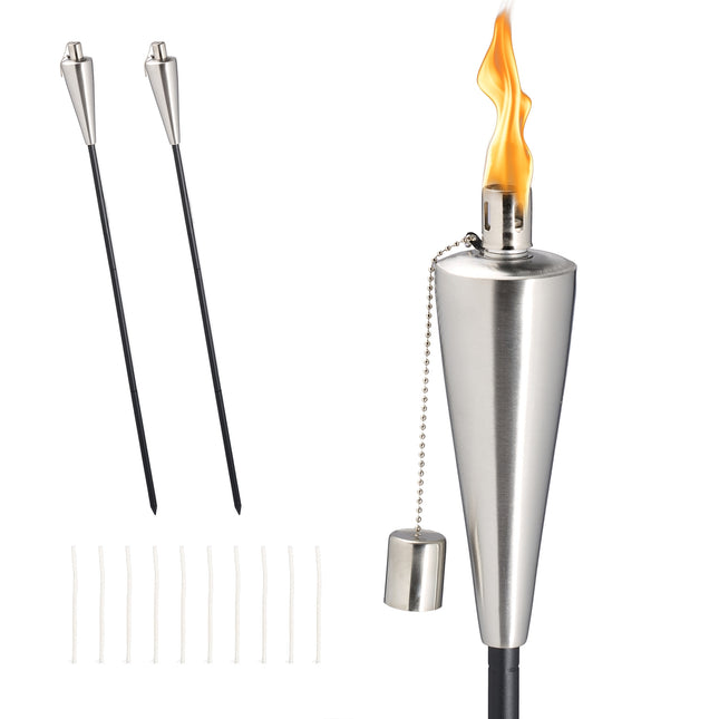 Torțe de grădină din oțel inoxidabil, set de 3, 85-115 cm