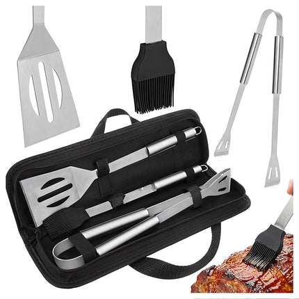 Set de ustensile pentru grătar din oțel inoxidabil cu cutie – 3 piese