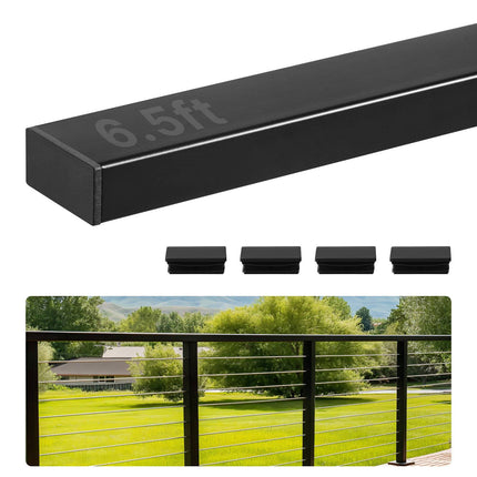 Stainless Steel Handrail 6.5ft, Matte Black, Rectangular