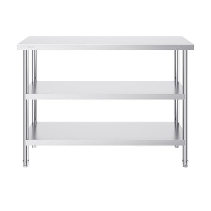 Stainless Steel Prep Table, 18 x 48 in, 3-Tier