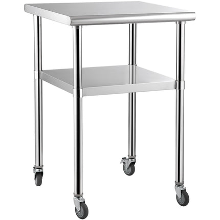 Stainless Steel Prep Table 24x24, Wheels, Undershelf