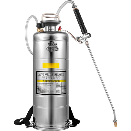 Stainless Steel Pump Sprayer 12L, Nozzle, Pressure Gauge