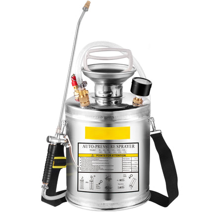 Stainless Steel Pump Sprayer 4L, Adjustable Nozzle