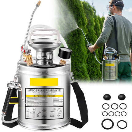 Stainless Steel Pump Sprayer 4L, Adjustable Nozzle