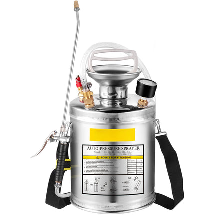 Stainless Steel Pump Sprayer 4L, Adjustable Nozzle