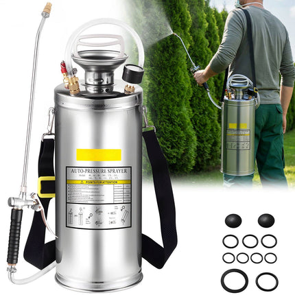 Stainless Steel Pump Sprayer, 8L/2 Gal, Adjustable Nozzle