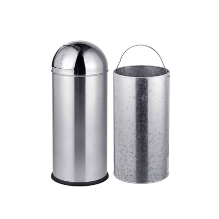 Coș de gunoi din oțel inoxidabil cu capac împingător, 70 l, argintiu