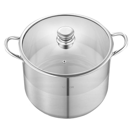 Stainless Steel Stock Pot, 16 Qt, Glass Lid, Induction