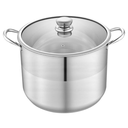 Stainless Steel Stock Pot, 16 Qt, Glass Lid, Induction