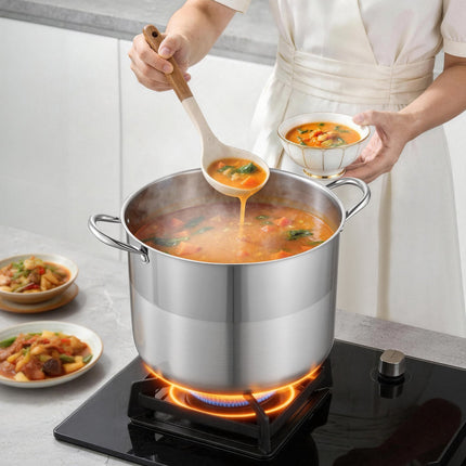 Stainless Steel Stock Pot, 16 Qt, Glass Lid, Induction