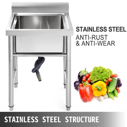 Stainless Steel Utility Sink, 1 Compartment, 17.5 x 16.5 x 10 in