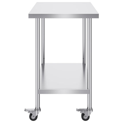 Stainless Steel Work Table 24 x 36, 4 Wheels, Adjustable