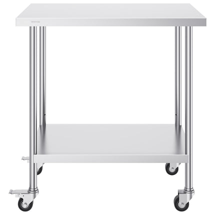 Stainless Steel Work Table 24 x 36, 4 Wheels, Adjustable