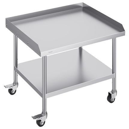 Stainless Steel Work Table 30 x 36 In, Casters, Backsplash