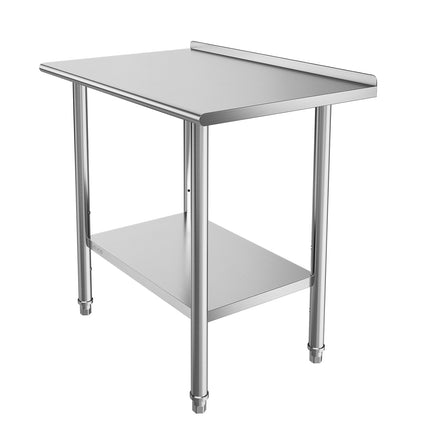 Stainless Steel Work Table 36x24 In, Backsplash, Undershelf