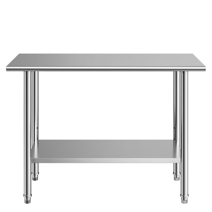 Stainless Steel Work Table, 48 x 24 In, Adjustable Undershelf