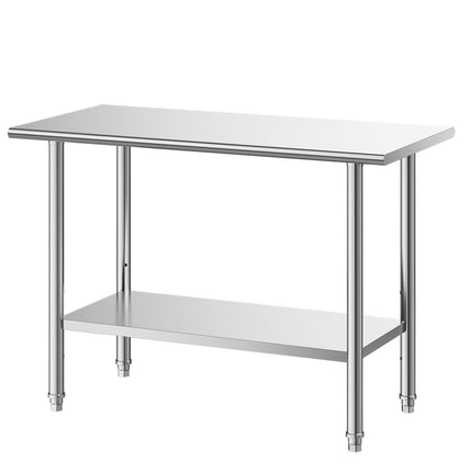 Stainless Steel Work Table, 48 x 24 In, Adjustable Undershelf