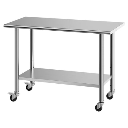 Stainless Steel Work Table 48 x 24 in with Wheels