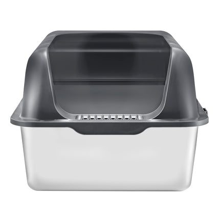 Stainless Steel XL Cat Litter Box, High Sides, Scoop