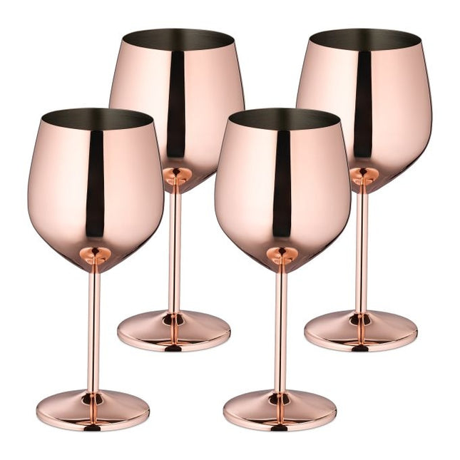 Pahare de vin din oțel inoxidabil, set de 4