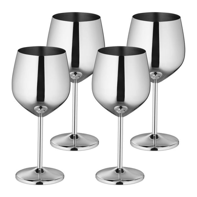 Pahare de vin din oțel inoxidabil, set de 4