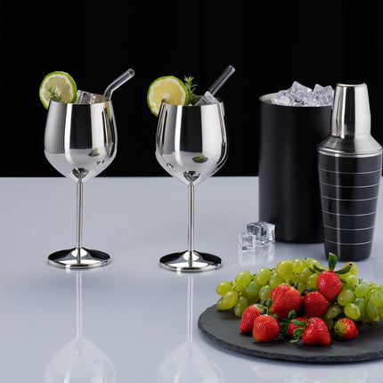 Pahare de vin din oțel inoxidabil, set de 4