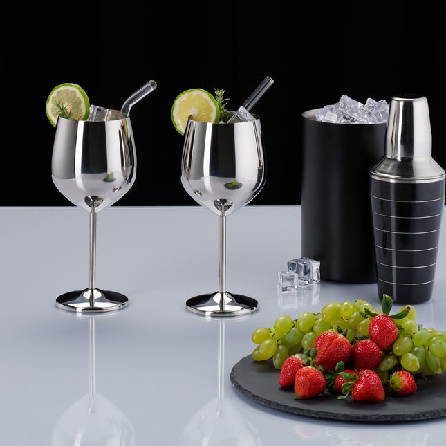 Pahare de vin din oțel inoxidabil, set de 4